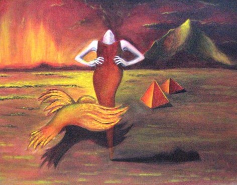 Surrealist Woman and Bird